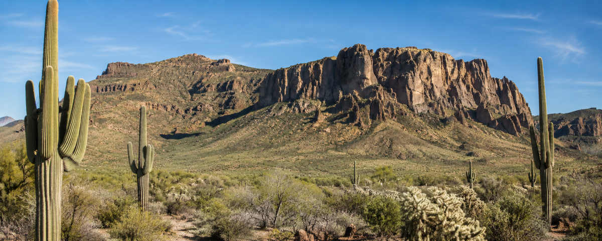 The legendary Superstition Mountains where the Lost Dutchman Mine is believed to be hidden