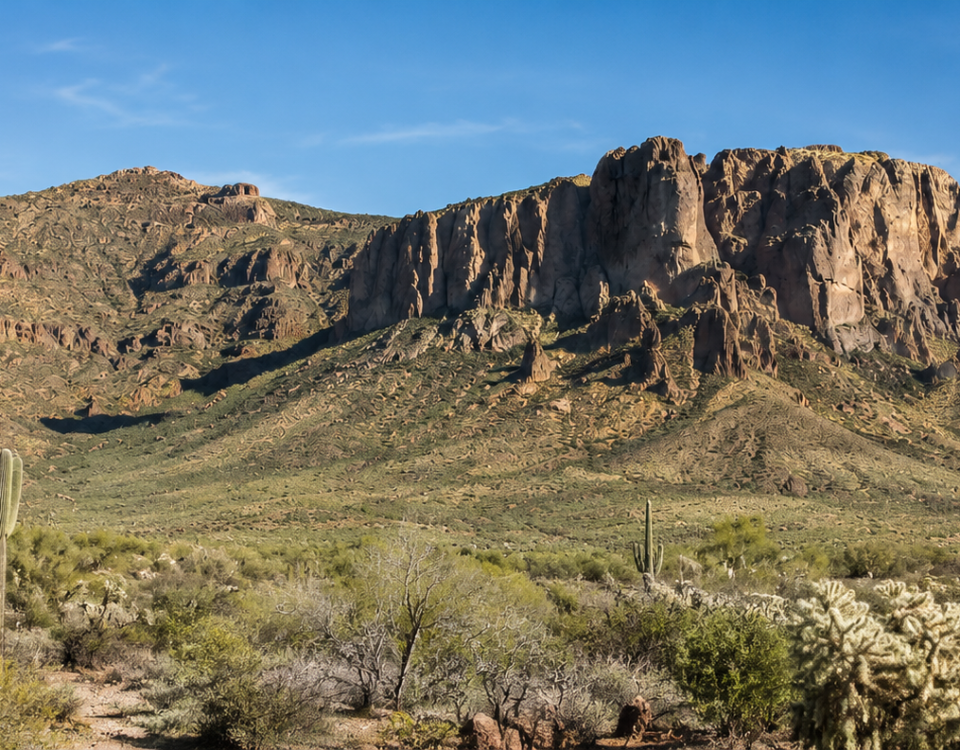 The legendary Superstition Mountains where the Lost Dutchman Mine is believed to be hidden