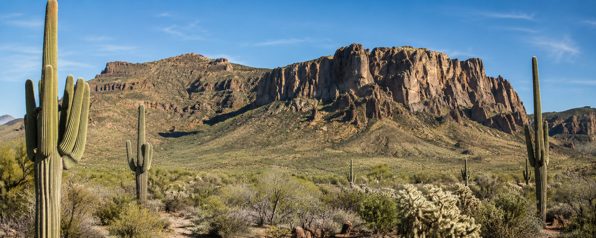 The legendary Superstition Mountains where the Lost Dutchman Mine is believed to be hidden