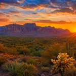 Sunrise over the Superstition Mountains near Apache Junction, Arizona